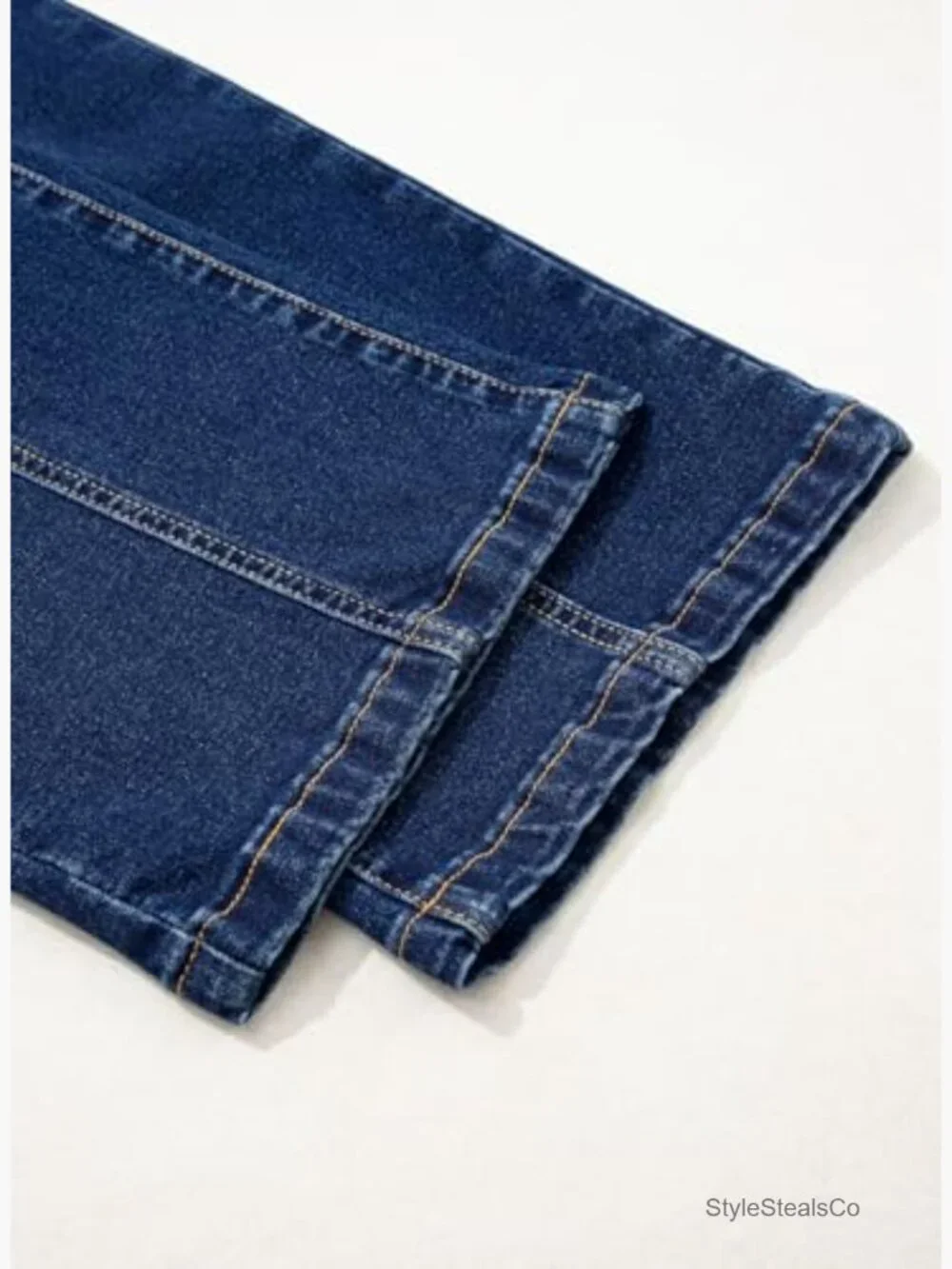 High Waisted Wide Leg Jeans Stretchy Straight Leg Denim Pants Seamed Front - Picture 5 of 7